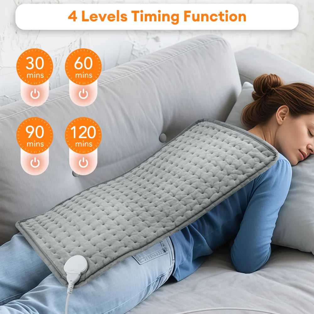 Brehn | ThermaEase Elektrisches Heizkissen | 9 Temperaturstufen & 4 Timer-Modi | 30×60 cm | Waschbar & Schnelles Heizen | Für Rücken, Bauch & Beine