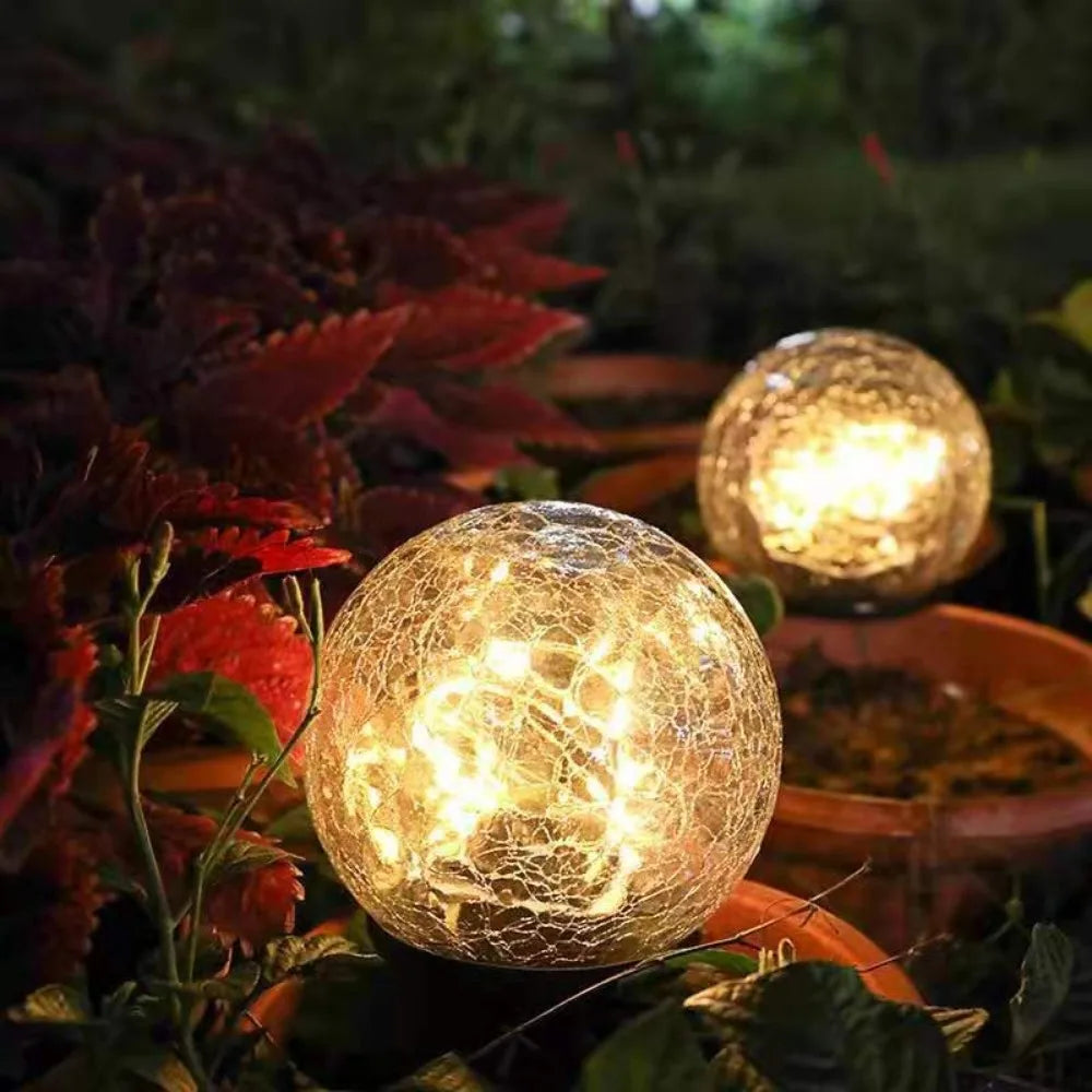 LED Gartenleuchten in Crackle-Glas Optik – Solar Kugellampen für Außenbereich und Dekoration | Brehn