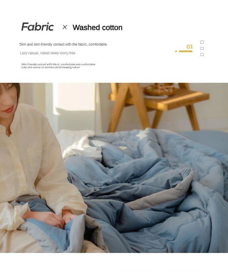 2024 Japanische Baumwolle-Polyester Sommerdecke – Leicht, Waschbar, Hautfreundliche Einfarbige Decke | Brehn