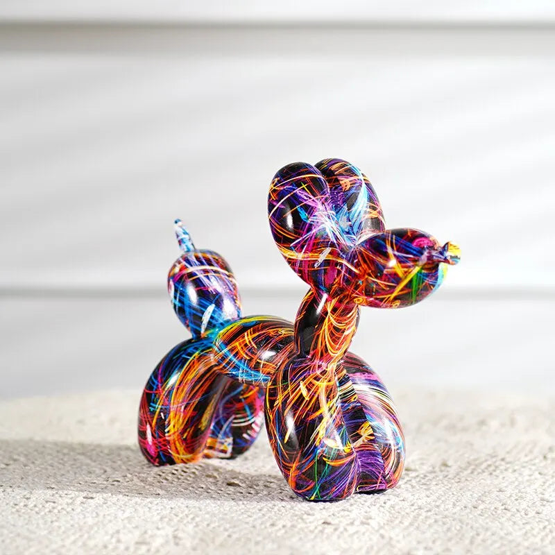 Bunte Ballonhund Figuren Künstlerische Graffiti Statuen für das Wohnzimmer Couchtisch Süße Trendige Ornamente für die Schreibtischdekoration | Brehn