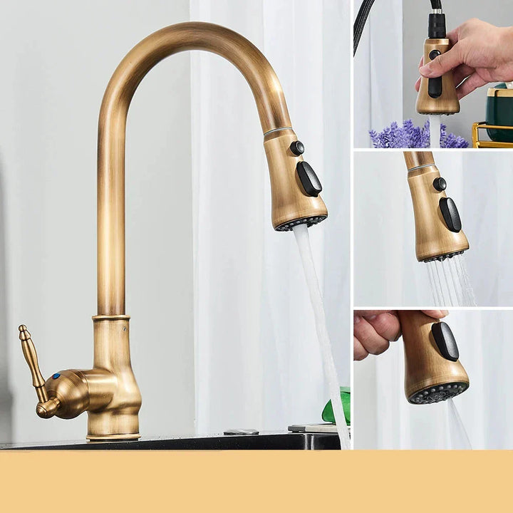 Brehn | VintageTap Wasserhahn - Antike Messing Küchenmischerhahn