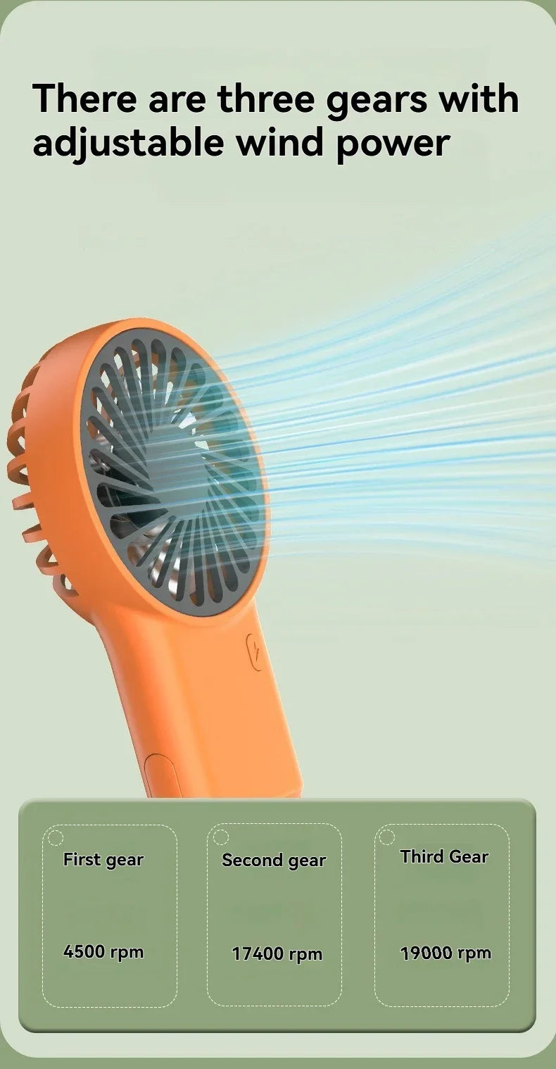 Neuer faltbarer USB wiederaufladbarer Mini-Ventilator | Handventilator für den Schreibtisch mit Cartoon-Design & Haken für Outdoor-, Heim- & Bürogebrauch | Brehn