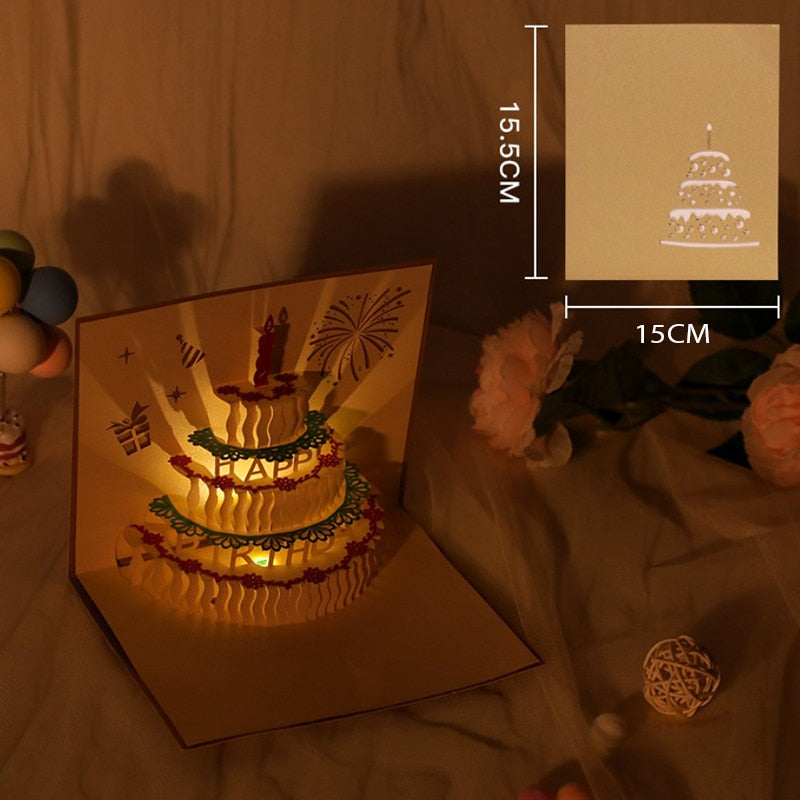VIvolux | 3D Geburtstagsmusik Glückliche Kuchen Karten