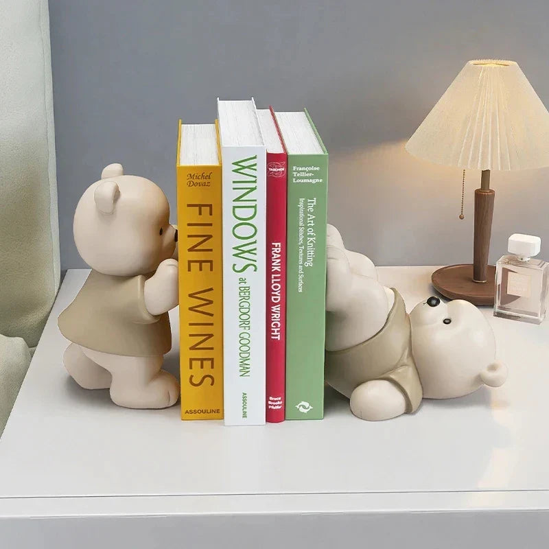 Milo Bear Buchstütze dekorative Figur in Creme-Finish | Brehn