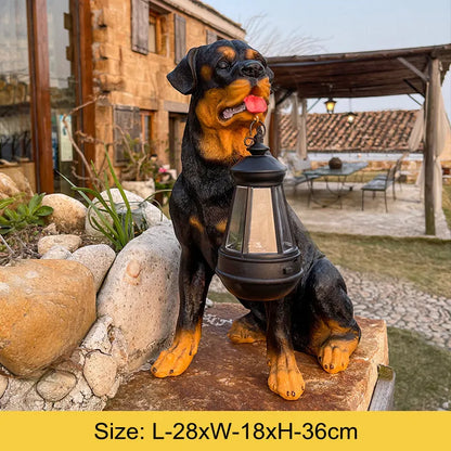 Solarbetriebene Außenharz Hundestatue Lampe | Brehn