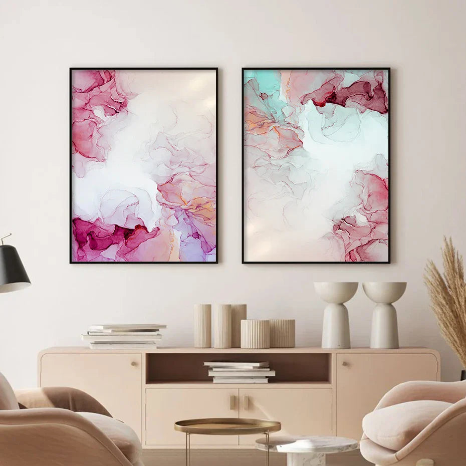 Abstrakte Minimalistische Pinke Tinten Marmor Druck Wandkunst Fein Kunst Leinwand Drucke Bilder Für Wohnzimmer Schlafzimmer Hotelzimmer Kunst Dekor | Brehn