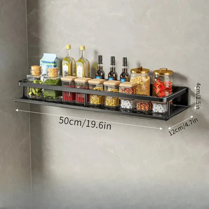 Wandmontierter Küchenregal – Platzsparendes und stilvolles Aluminiumregal für Küchenutensilien | Brehn