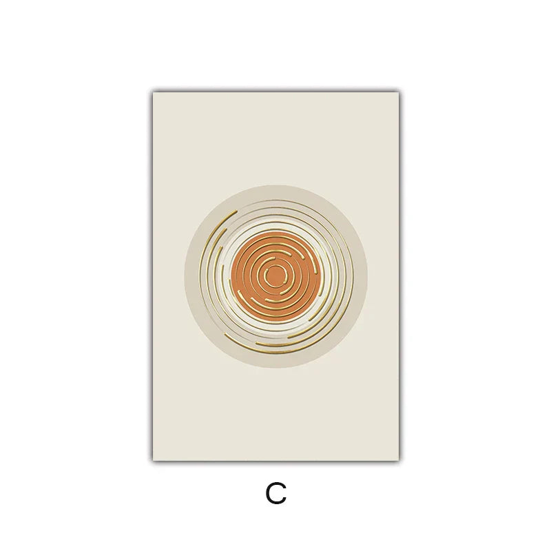 Abstrakte Geometrische Taupe Terrakotta Landschaft Sonne Mond Wandkunst Fein Kunst Leinwanddrucke Bilder Für Wohnzimmer Schlafzimmer Kunst Dekor | Brehn