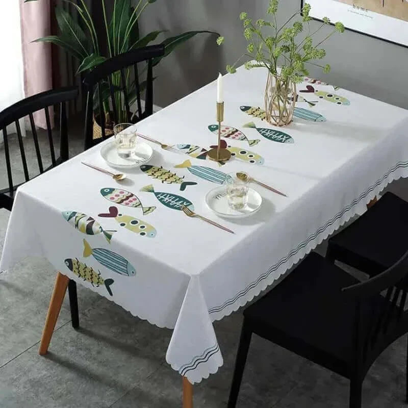 Brehn | Rechteckige Fleckenresistente Tischdecke mit aquatischem Motiv