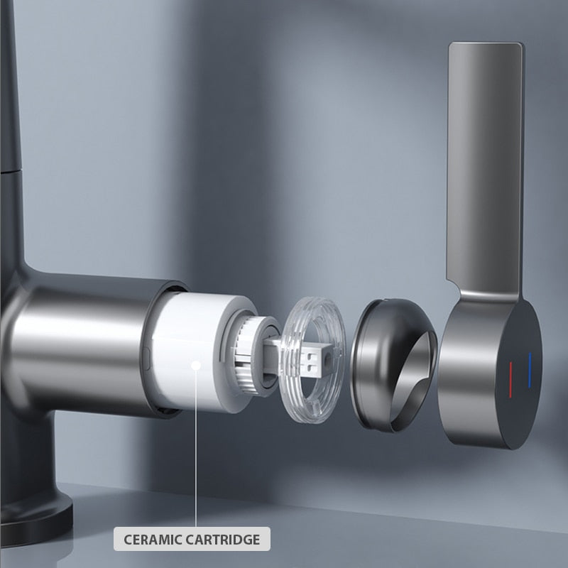 Brehn | Moderner Sleek Wasserfall Temperaturanzeige Wasserhahn