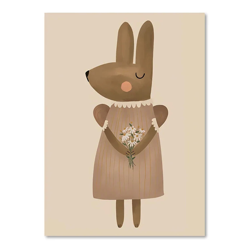 Niedliche Baby Tiere Kinderzimmer Wandkunst Illustrationen Fine Art Leinwanddrucke Gänse Maus Löwe Eisbär Poster Bilder für das Kinderzimmer Wanddekoration | Brehn