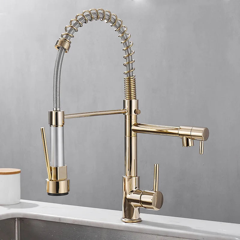 Brehn | DualFlow Küchenarmatur - Luxuriöse Doppel-Bronze-Küchenarmatur