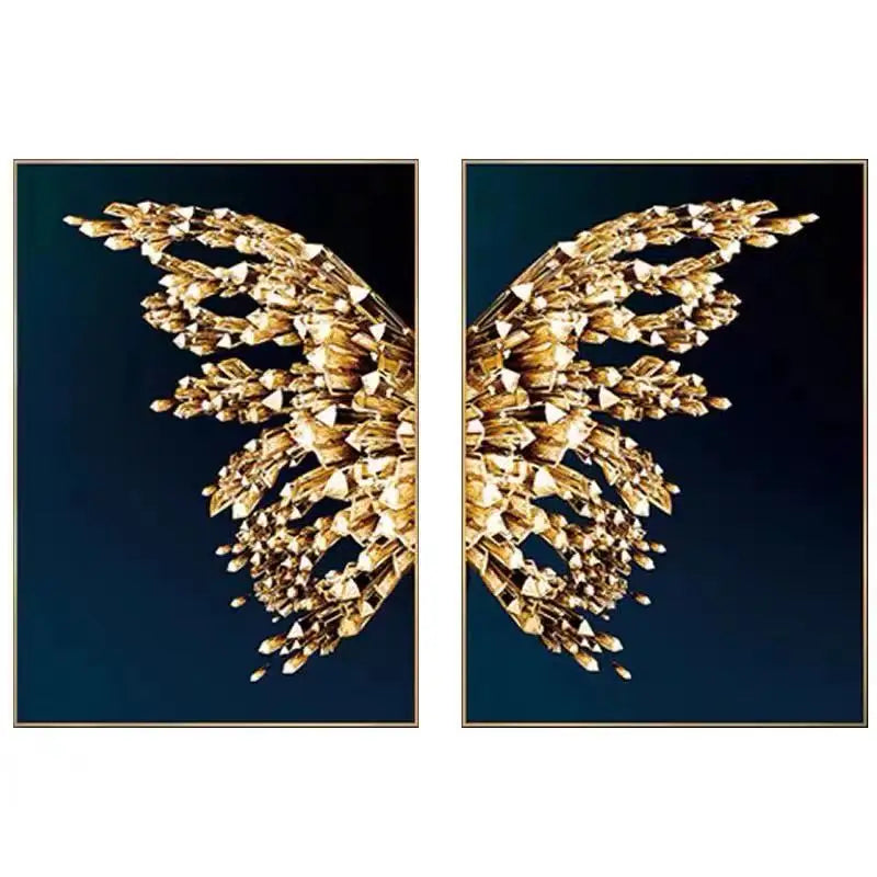 Goldene Schmetterlingsflügel Boutique Abstrakte Wandkunst Fein Kunst Leinwanddrucke Moderne Bilder Für Luxuriöses Wohnzimmer Schlafzimmer Stilvolle Glamour Wohnkultur