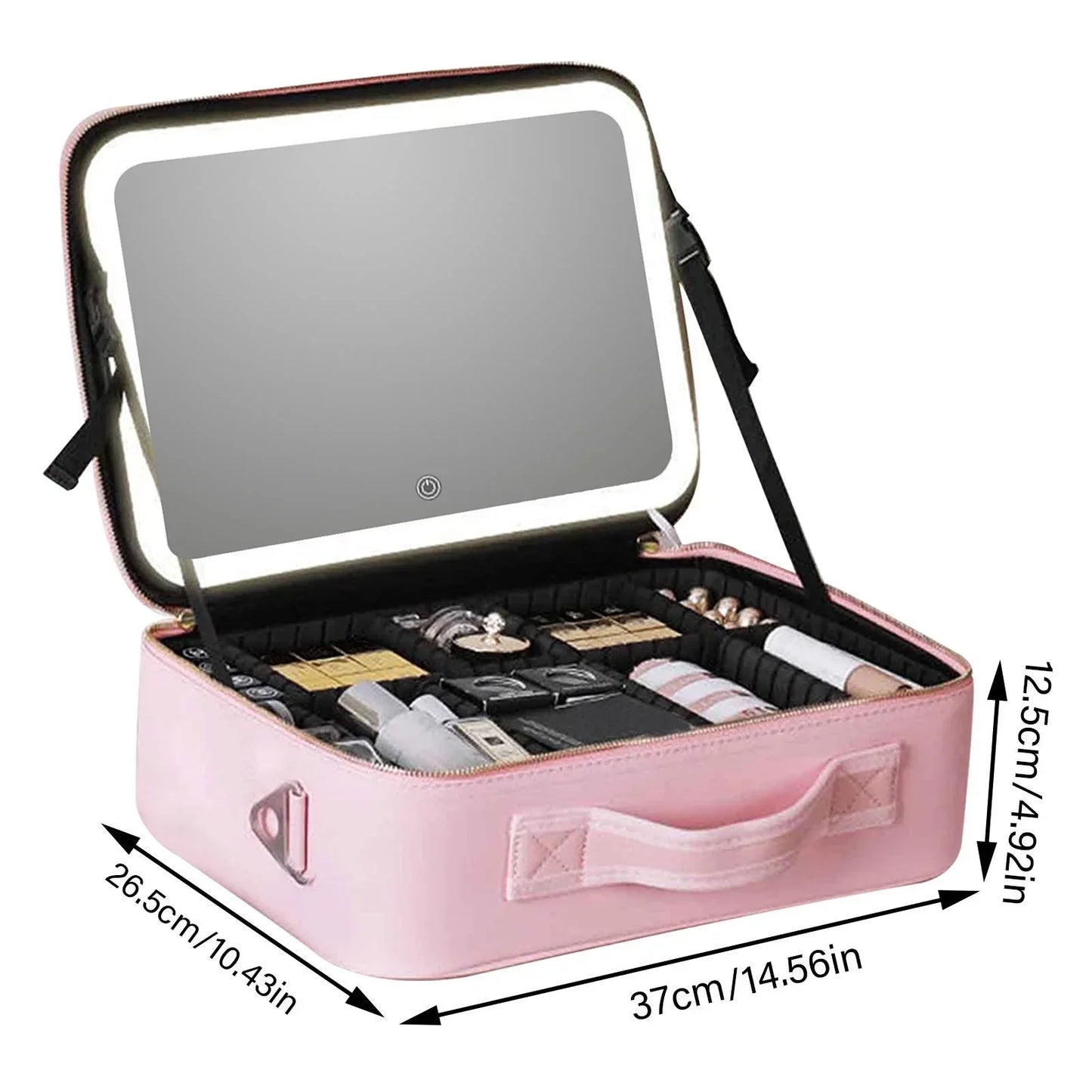 Brehn | Reise Kosmetikkoffer LED Spiegel Makeup Tasche