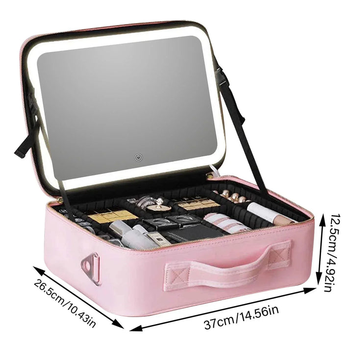Brehn | Reise Kosmetikkoffer LED Spiegel Makeup Tasche