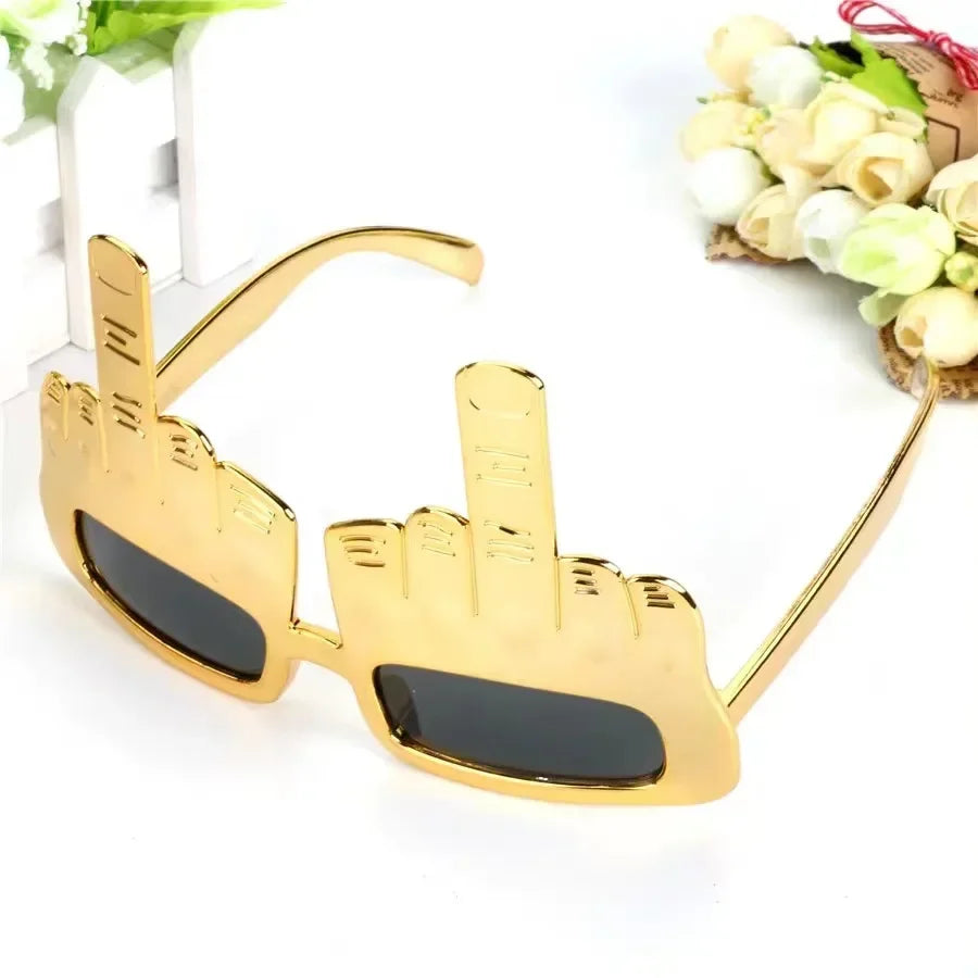 Bold Gold Mittel Finger Party Sonnenbrille | Brehn