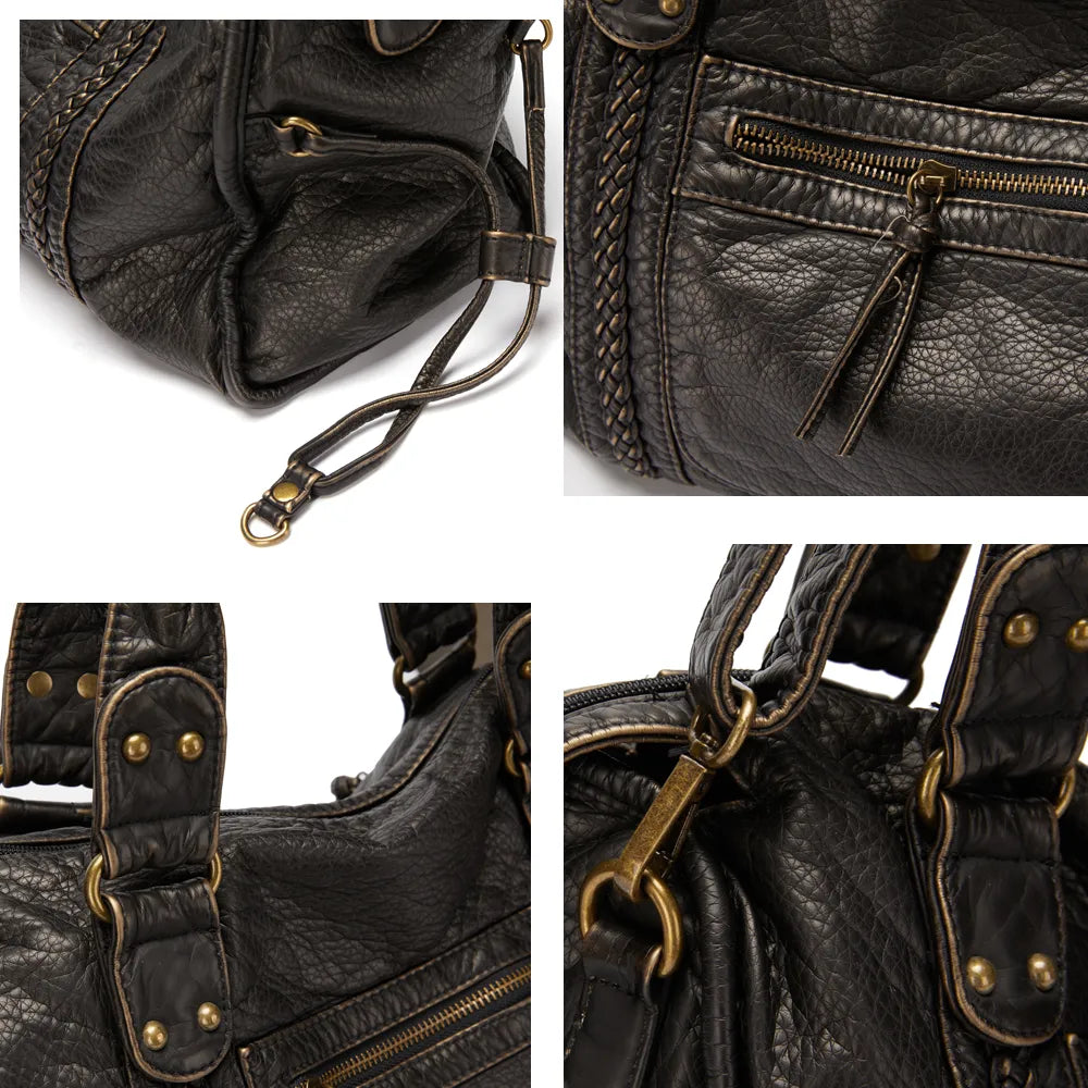 Luxus schwarze Lederhandtasche
