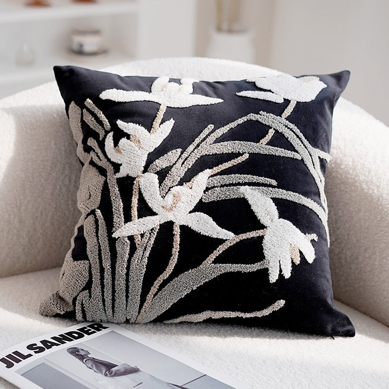 Gesticktes Orchideen Kissenbezug | Brehn