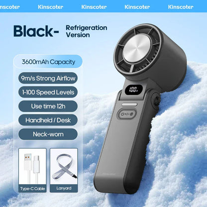 CoolityGo Handventilator mit Ice-Cool-Technologie | 100 Geschwindigkeitsstufen | 3600mAh Akku | Faltbar & ultraleicht | Brehn