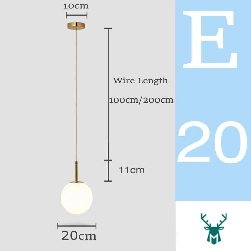 Brehn | Mid-Century Modern Glas Ball Pendelleuchte