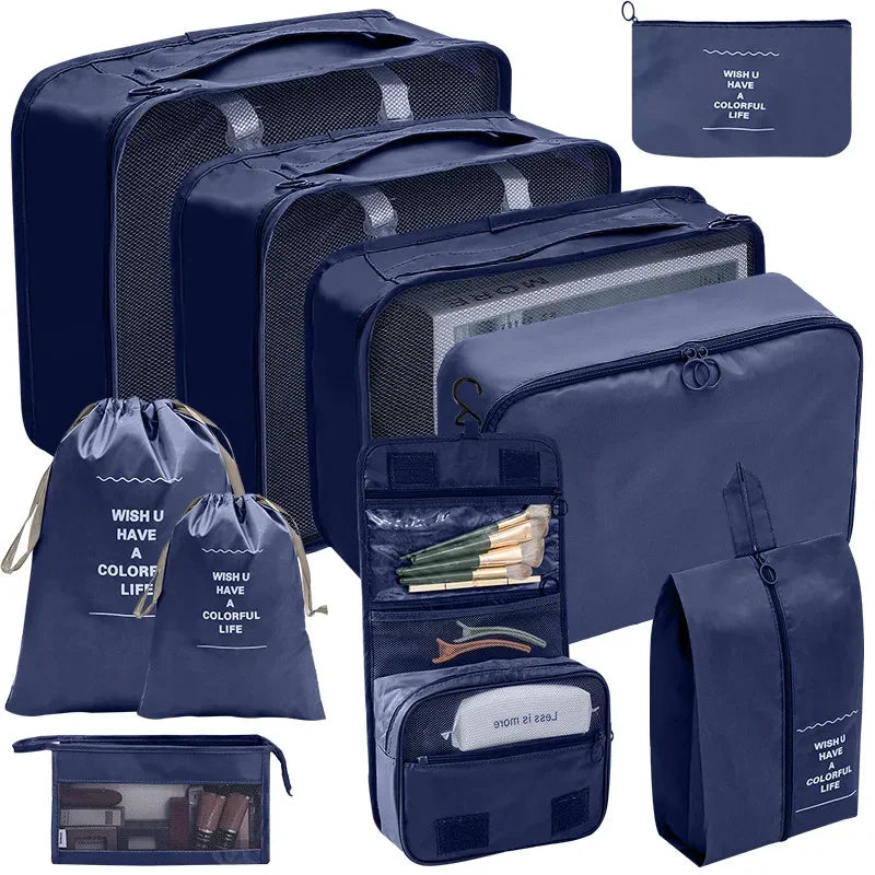 Brehn | PackWunder Reise-Organizer Set 7/8/9/10-teilig | Faltbare Koffer-Organizer | Für Kleidung, Schuhe & Accessoires