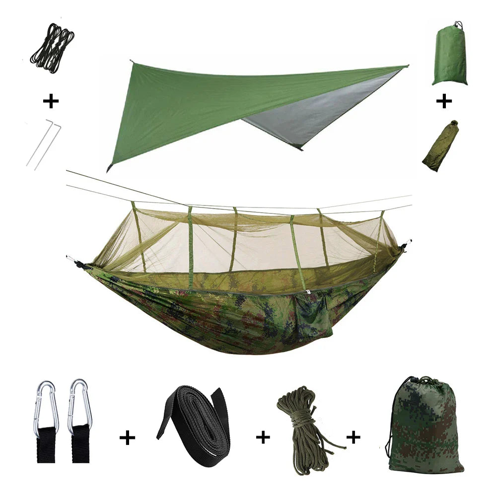 Brehn | Trekviva Camping-Hängematte | Integriertes Moskitonetz & Regendach | Ultraleicht & Reißfest | 3-in-1 Outdoor Lösung