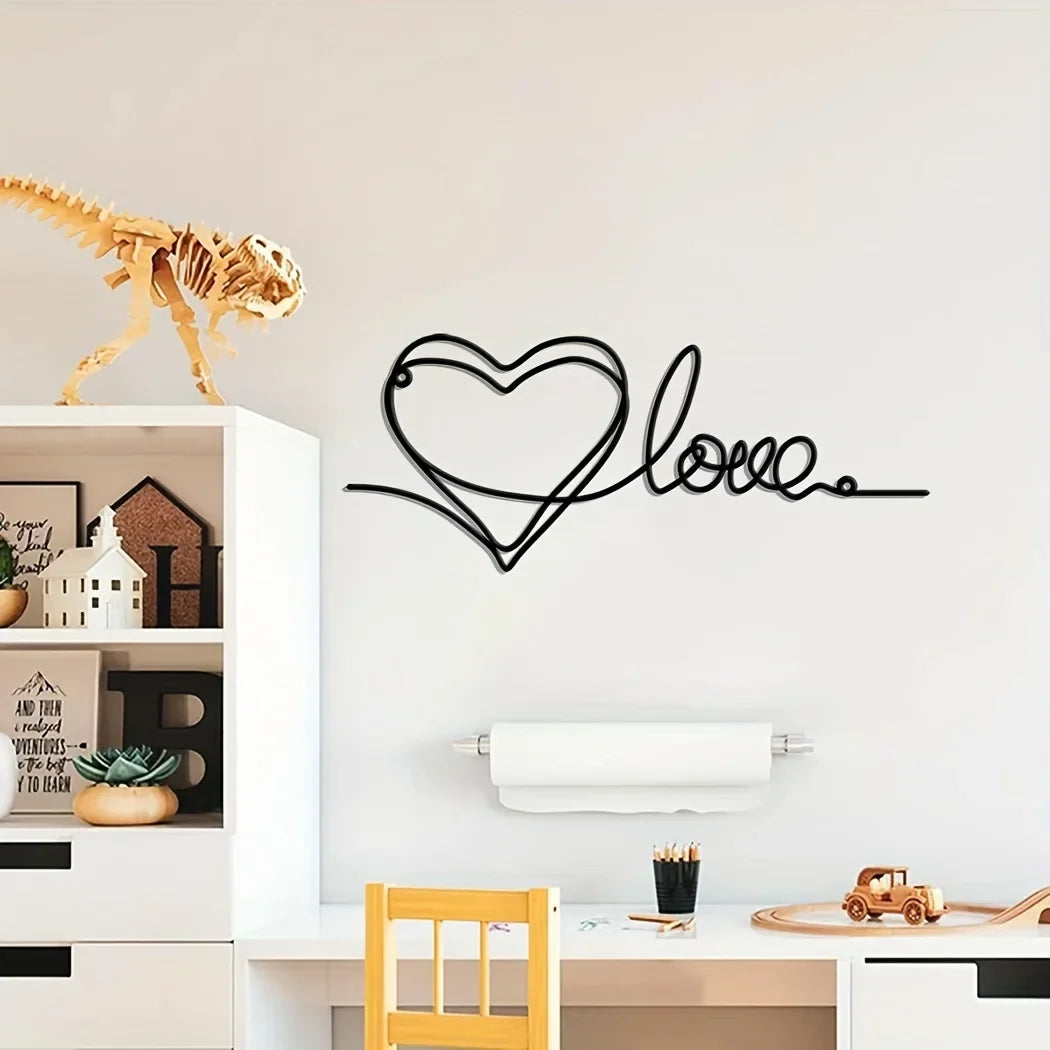 Metall Liebe Herz 3D Wanddekoration für Schlafzimmer Wohnzimmer Süß Modern Kunst Deko | Brehn