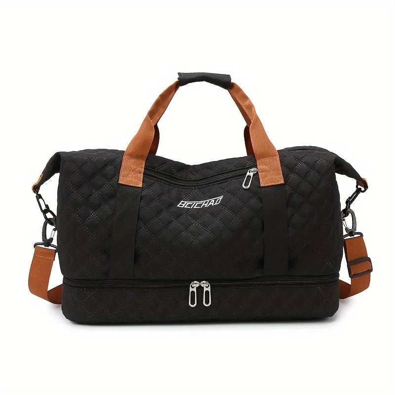 Brehn | Travessia Reisetasche mit Schuhfach | Große Kapazität & Rautenmuster | Nylon Wochenendtasche für Sport, Kurzreisen & den Alltag