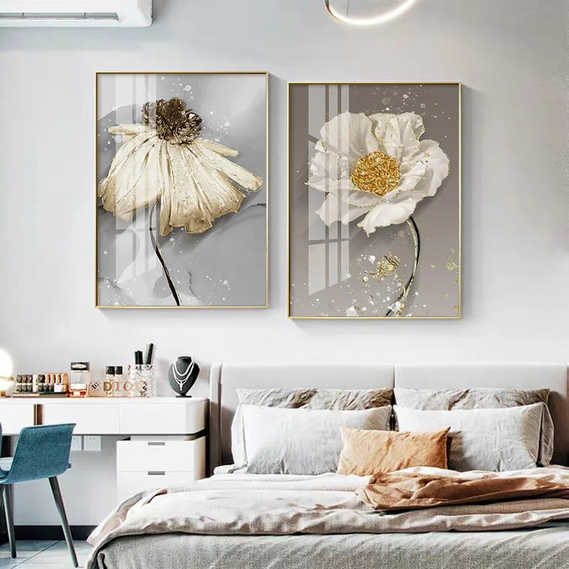 Moderne abstrakte Farbkleks Blumenwandkunst Fine Art Leinwanddrucke Poster elegante botanische Bilder für Wohnzimmer Dekor | Brehn