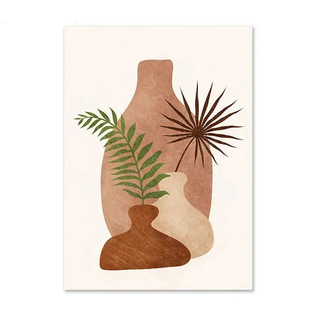 Terracotta Mond Abstrakt Bohemian Botanisch Stilleben Wandkunst Fine Art Leinwanddrucke Galerie Wandbilder Für Modernes Wohnzimmer Esszimmer Kunst Dekor