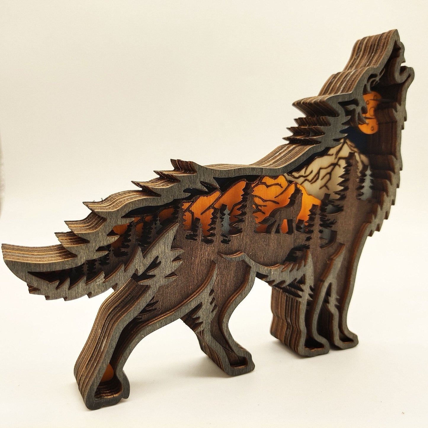 Brehn | Nightglow Holz Handwerk Wolf Dekoration