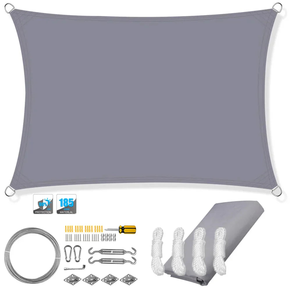Wasserdichtes rechteckiges Sonnensegel mit UV-Schutz und Montagesatz – ShadeGuard