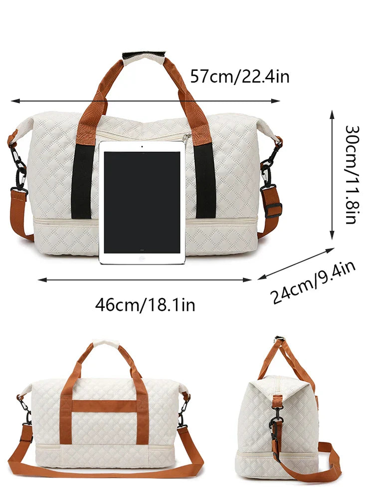 Brehn | Travessia Reisetasche mit Schuhfach | Große Kapazität & Rautenmuster | Nylon Wochenendtasche für Sport, Kurzreisen & den Alltag