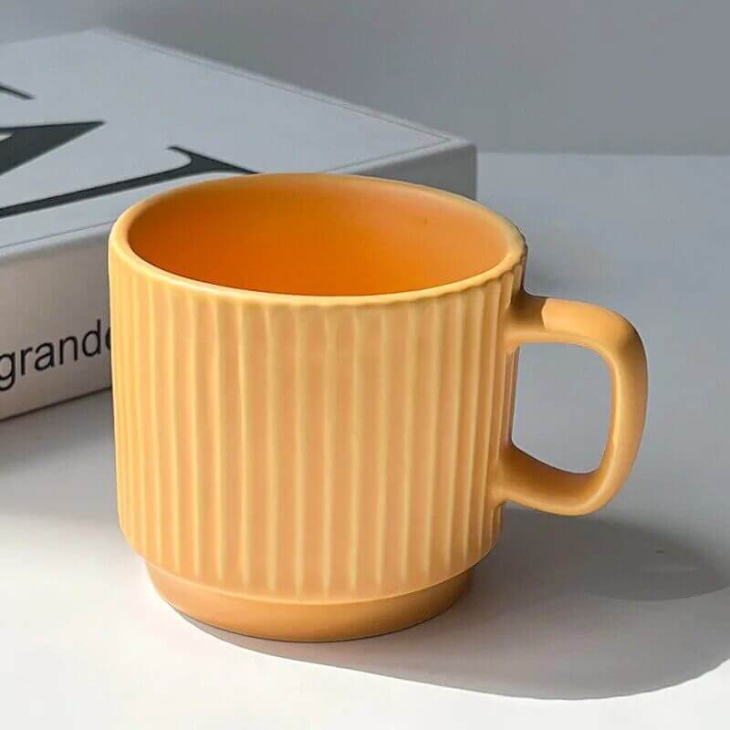 Nordisch inspiriert gerippte Keramiktasse für Kaffee- und Teeliebhaber
