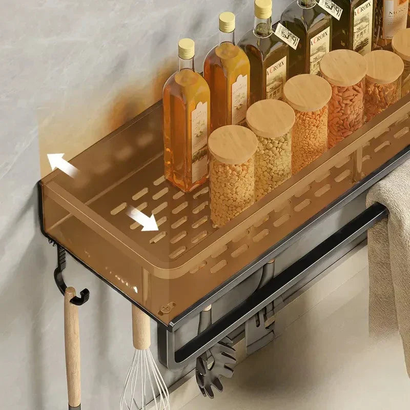 Wandmontierter Küchenregal – Platzsparendes und stilvolles Aluminiumregal für Küchenutensilien | Brehn