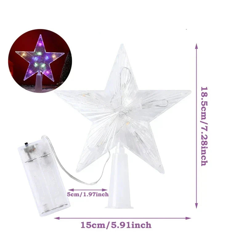 Leuchtender Weihnachtsstern – LED Beleuchtete Baumspitze für Weihnachtsbaum, Funkelnder Christbaumschmuck für festliche Beleuchtung und elegante Deko | Brehn