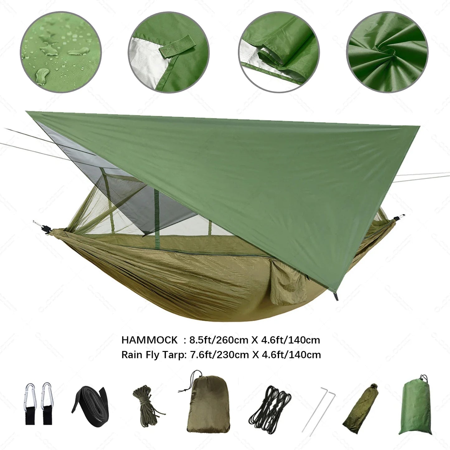 Brehn | Trekviva Camping-Hängematte | Integriertes Moskitonetz & Regendach | Ultraleicht & Reißfest | 3-in-1 Outdoor Lösung