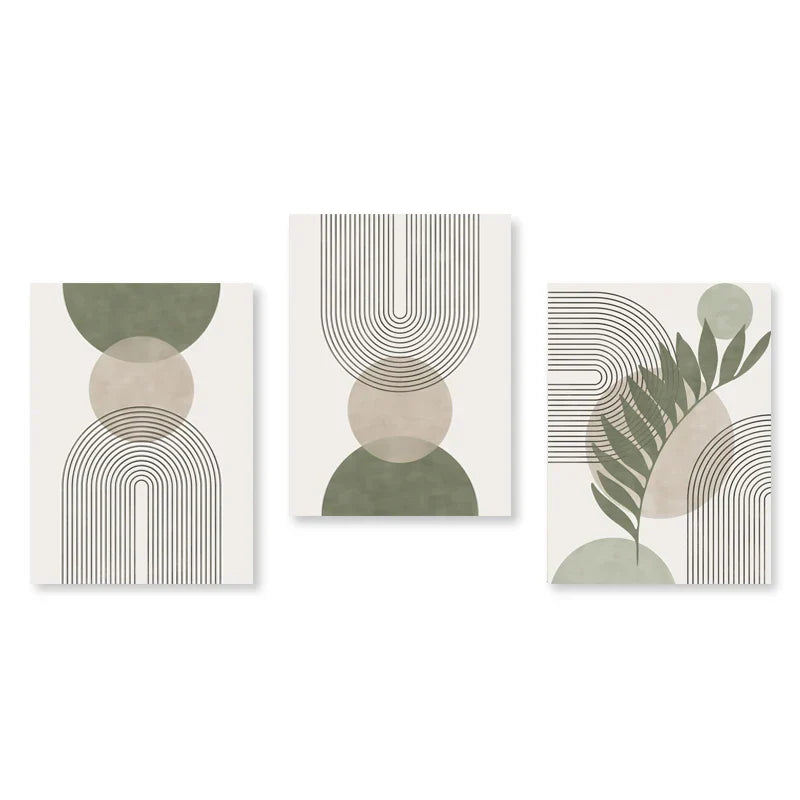 Set aus 3 Stück Modern Abstrakt Bohemian Minimalistisch Geometrisch Wandkunst Fein Kunst Leinwand Drucke Poster Bilder Für Wohnzimmer Dekor | Brehn
