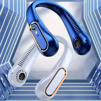 Hängender Nackenventilator tragbarer Sommerluftkühler USB Kühllüfter mit 5 Geschwindigkeiten und digitalen Anzeigen - super Technologie und blattlos | Brehn