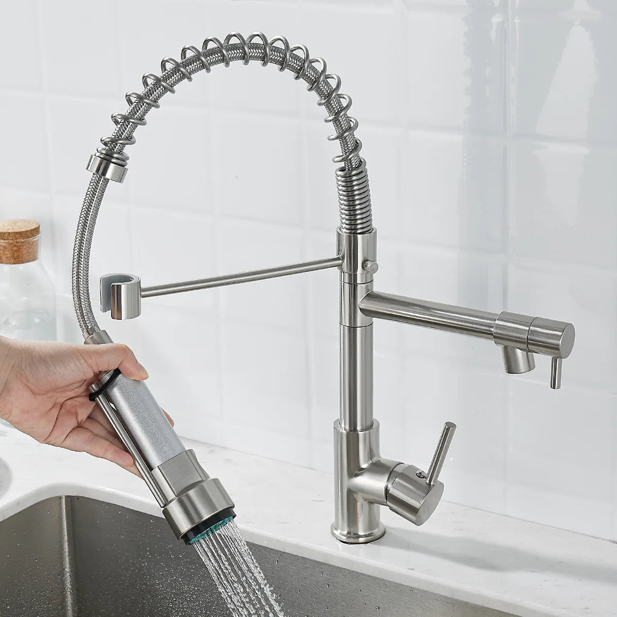 Brehn | DualFlow Küchenarmatur - Luxuriöse Doppel-Bronze-Küchenarmatur