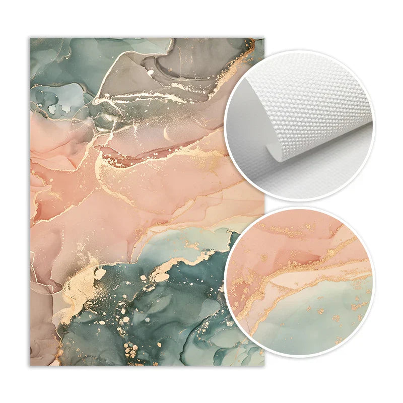 Bunte Schattierungen von Pink Blau Jade Flüssig Marmor Druck Wandkunst Feine Kunstleinwand Drucke Bilder für Wohnzimmer Schlafzimmer Hotel Salon Kunst Dekor | Brehn