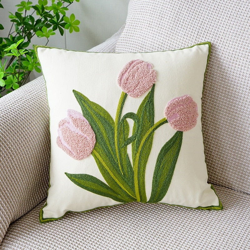 Bestickter Tulpenkissenbezug | Brehn