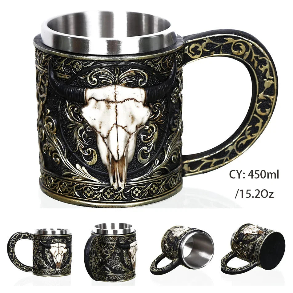 Brehn | Mittelalterlicher Drachenharz-Edelstahlbecher als Kaffeebecher oder Teebecher
