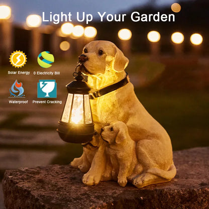 Solarbetriebene Außenharz Hundestatue Lampe | Brehn