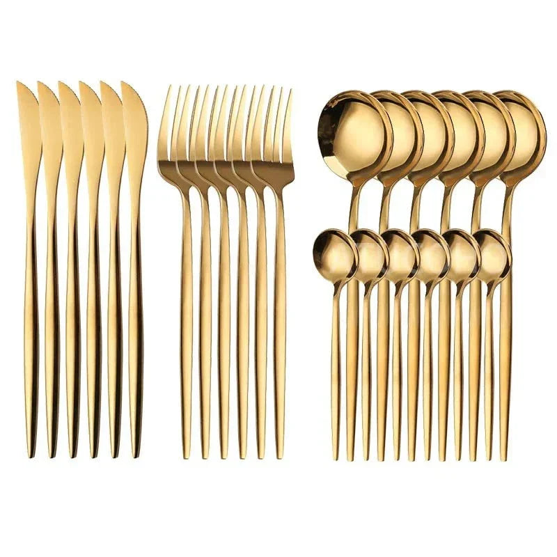 Brehn | Golden Cutlery Set Luxury – 24-teilig für stilvolles Essen Erlebnis
