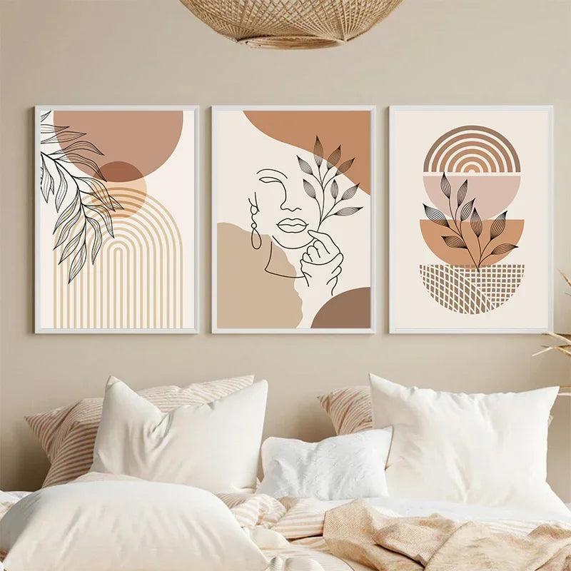 Minimalistische Terrakotta Sonnen abstrakte Wandkunst Fine Art Leinwanddrucke moderne Bilder für Wohnzimmer Schlafzimmer Galerie Wandkunst Dekor | Brehn