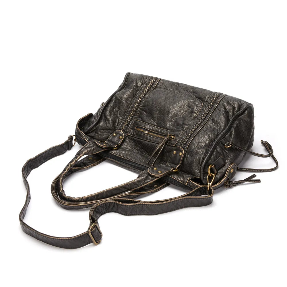 Luxus schwarze Lederhandtasche