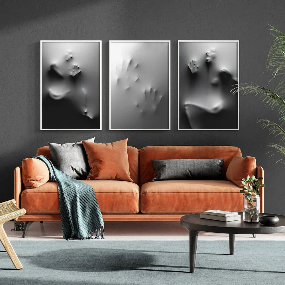 Moderne Kunst Abstrakte Gespenstische Figuren In Der Wand Leinwanddrucke Schwarz Weiß Wandkunst Poster Bilder Für Wohnzimmer Schlafzimmer Kunst Dekor | Brehn