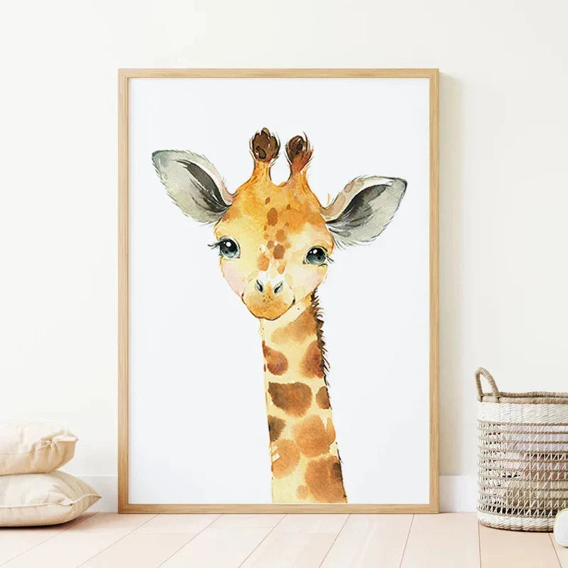 Set aus 3PCS Baby Elefant Giraffe Löwe Kinderzimmer Wandkunst Feine Kunst Leinwanddrucke Wilde Tier Safari Poster Bilder Für Kinderzimmer Dekor