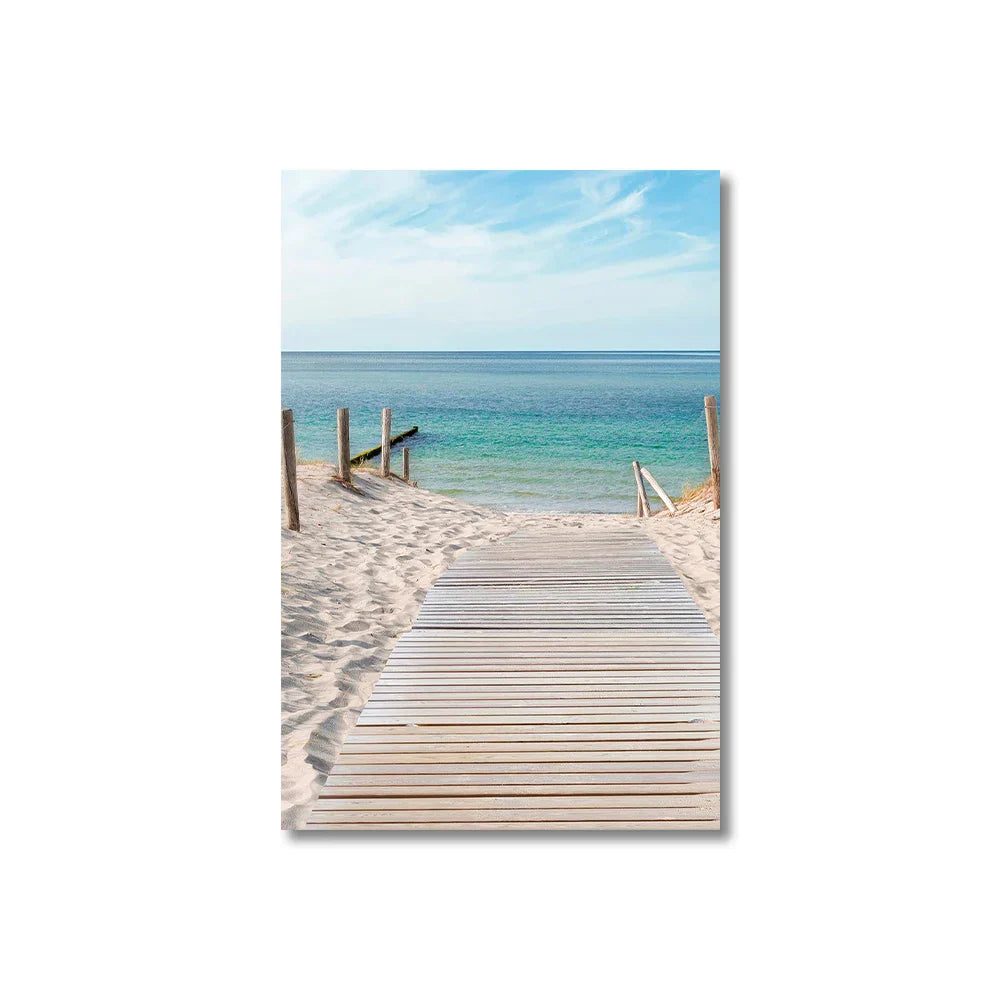 Set von 3PCS Blaues Meer Sandiger Strand Wandkunst Fine Art Leinwand Drucke Inspirierende Seestücke Bilder von Ruhe für das Wohnzimmer